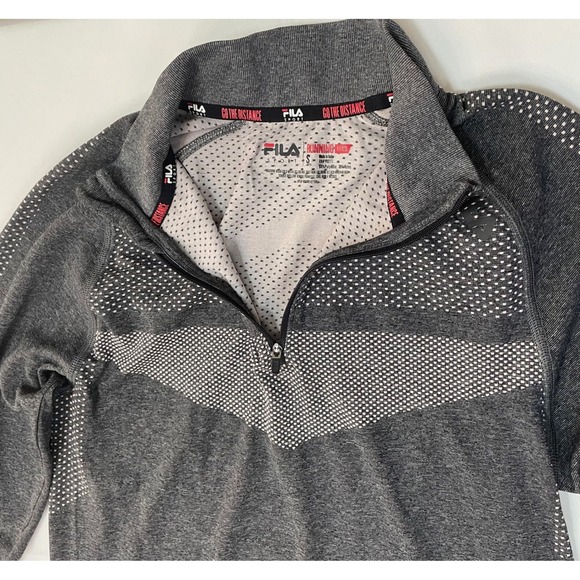 FILA Runners Sport Gray Pullover Half Zip Long Sleeve Athletic Top - Picture 4 of 13